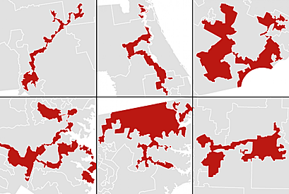 Redrawn Districts, Image from The Washington Post.