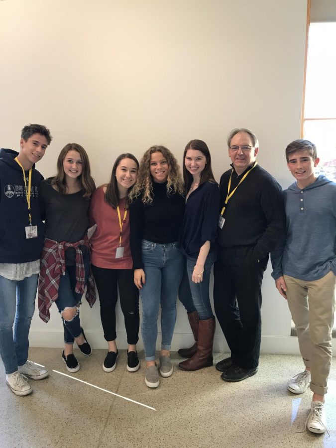 Students of the journalism class at Wilsonville High School pose after attending three workshops.  These lessons the students learned will carry into future editions of The Paw Print.