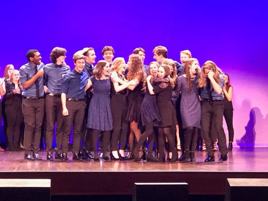 Sould Out celebrate their victory at the ICHSA competition in Salem, Oregon.  The group will travel to New York in April for the national competition.