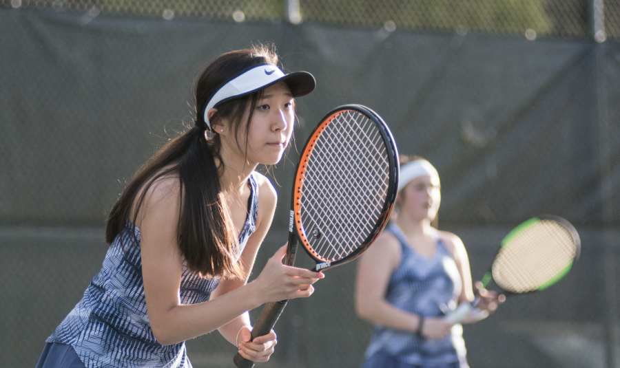Pictured above is Sydney Byun and her partner Anna Sweetland during a match. Both are returning to tennis this year and are planning to be partners for another amazing season.