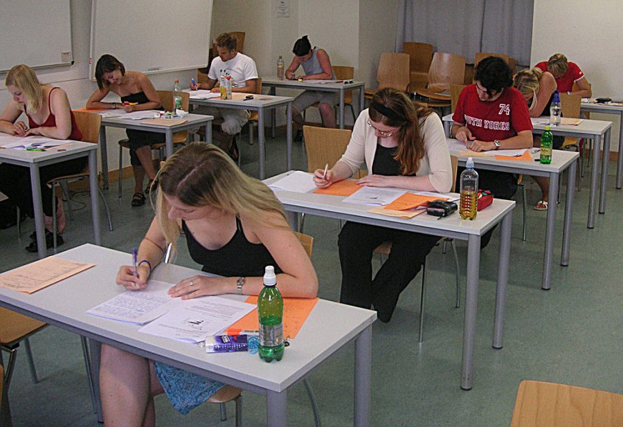Students focused on their final exams.