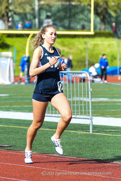Junior Sam Prusse running a 1500 meter race. Prusse won both the 800 and 1500 on Wednesday evening against La Salle.