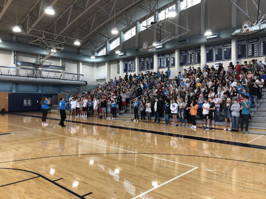 Pictured above two Link Crew Leaders directing the incoming freshmen in a game. The leaders had fun with the new students, and the freshmen are now ready to head into high school.