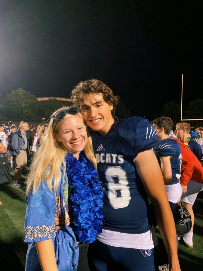 Seniors Meghann Yochim and Jared Wieland pose for a picture after Wilsonvilles loss on Friday Photo credit Meghann Yochim