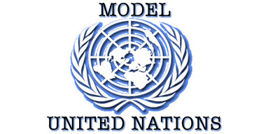 The logo for Model United Nations. 