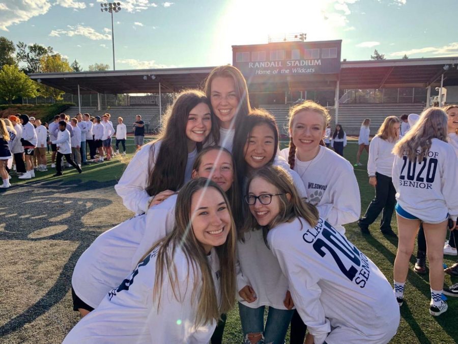 2020 seniors at last year’s senior sunrise. Senior sunrise is usually held the second week of school on the football field and students receive their senior t-shirts.
