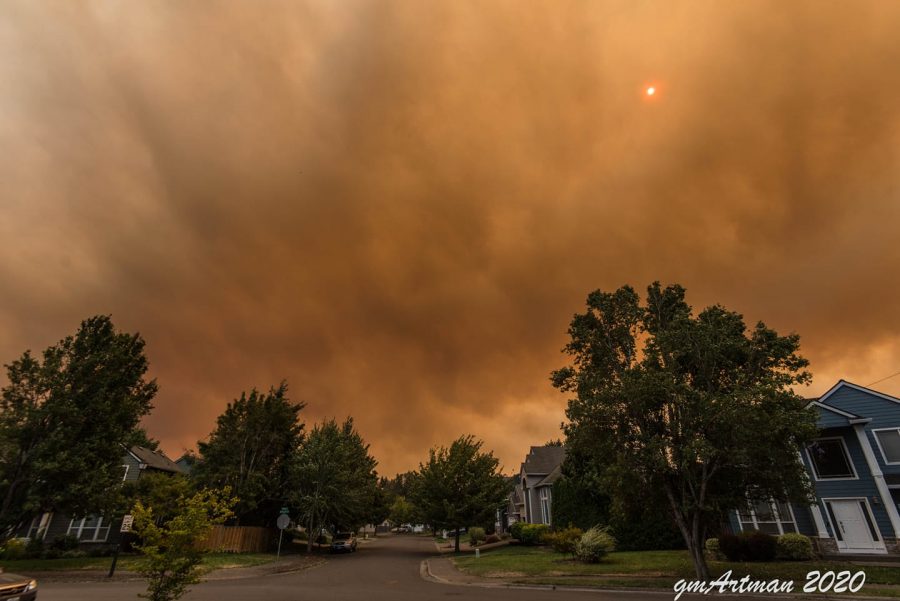 The Wilsonville skies filled with smoke. The Beachie Creek fire has rapidly spread, causing smoke and orange skies for miles.
