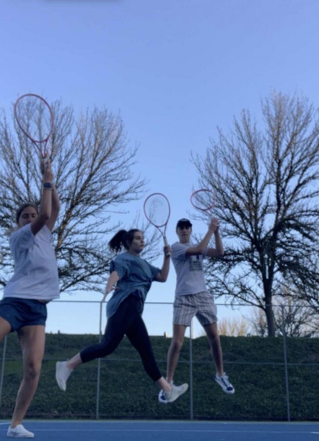 This is a picture from one of the many times Lauren Bresnahan played tennis. She is pictured with Wilsonville students Gabby Prusse and Shane Bresnahan.  