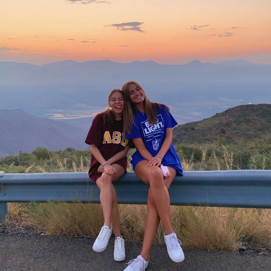 Kylie Aube and her roommate Waverly enjoying the sunset