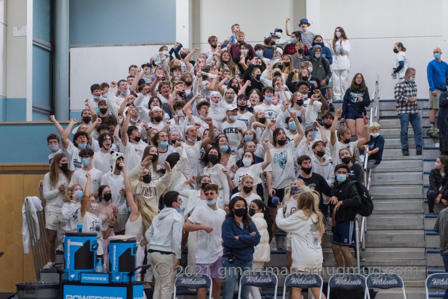 Student section supporting Girls Volleyball during their home game V.S La Salle 
