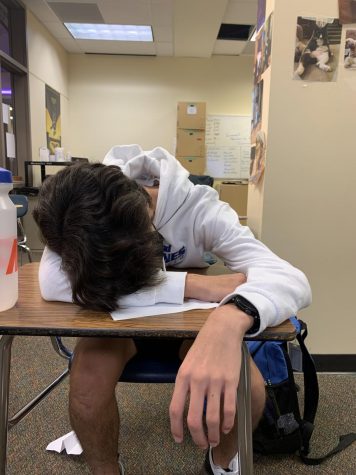 Sophomore did not get much sleep last night, because of the homework he had. Many students dont sleep well for this exact reason.