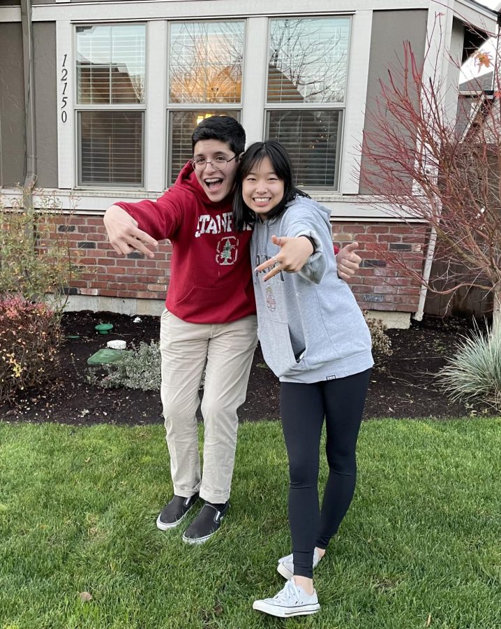 Miguel+and+Alyssa+pose+together+after+congratulating+each+other+on+their+acceptances+to+their+dream+schools.+The+iconic+duo+began+on+their+college+journey+early+on%21