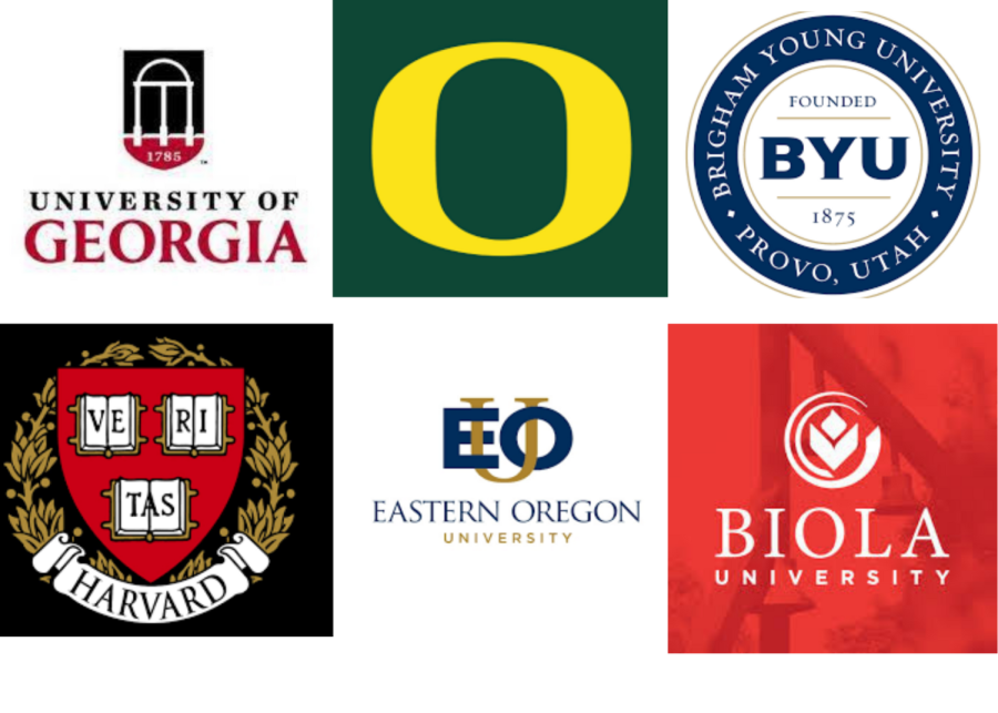 Colleges that were popular with WVHS seniors this year. Some even got scholarships to play sports at their top choice.