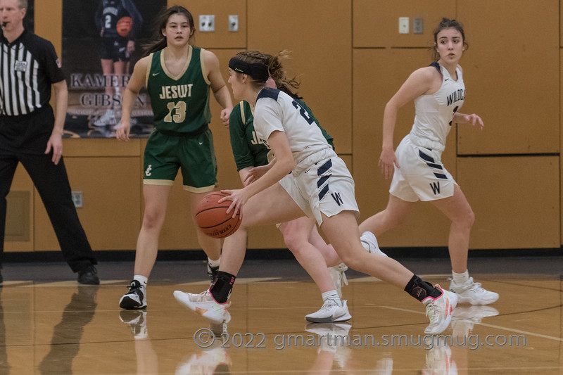 Lily Scanlan drives past her defender. Wilsonville fell to Jesuit 29-55. 