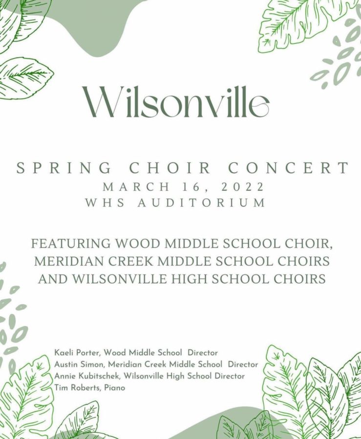 Wood and Meridian creek middle schoolers join Wilsonville high school choir students in our 2022 spring concert! Photo from @wvhstheatre on instagram.