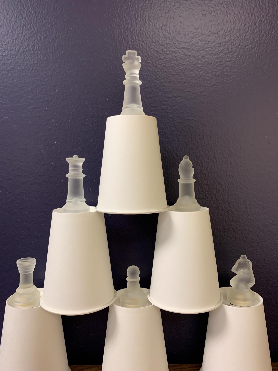 Chess pieces ranging in importance based on skill level. Just like how a leader builds off of their teammates, the king could not be at the top of the stack without the pawn at the base. 