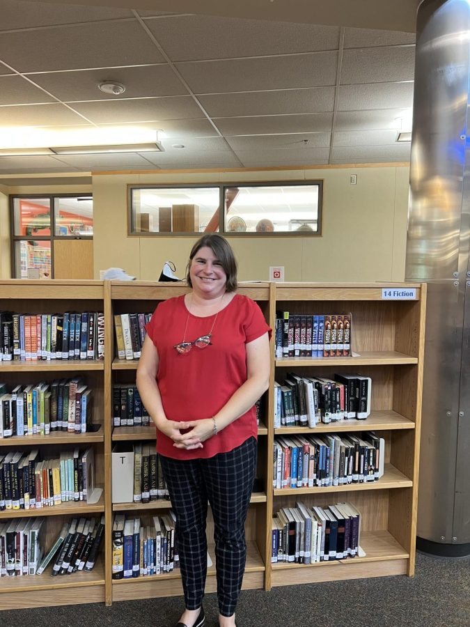 Ms. Coreson posing in front of one of the many bookshelves in the WVHS library. Welcome to WVHS Ms. Coreson! 