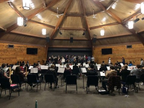 Band and orchestra practiced with choir during retreat in Canby. They are excited to collaborate with choir again this year. 