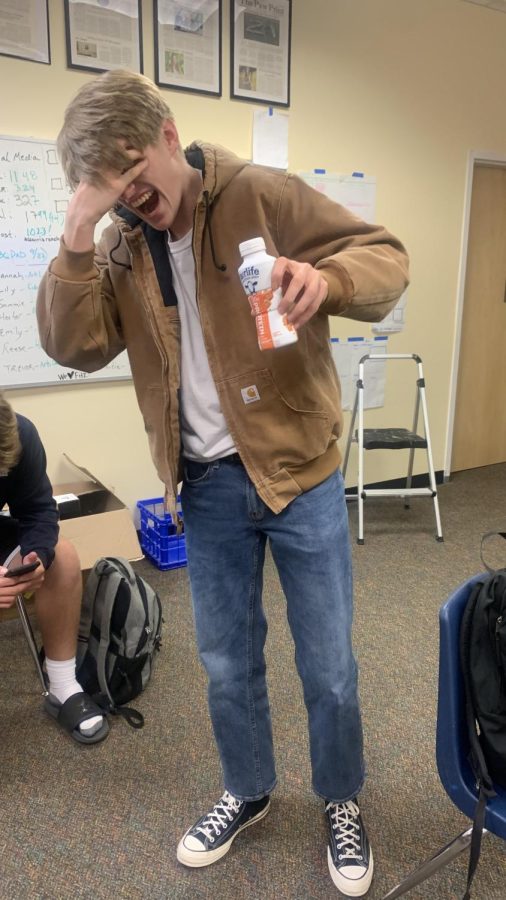 Senior Grant Carli feels his third Fairlife of the day coarsing through his veins. Shortly after being informed of the alleged abuse of their cows, Carli slammed another Fairlife shake.