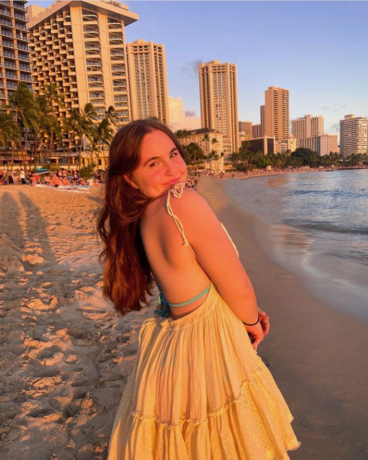 Sophia Levesque, junior, walks along the beach in Hawaii.