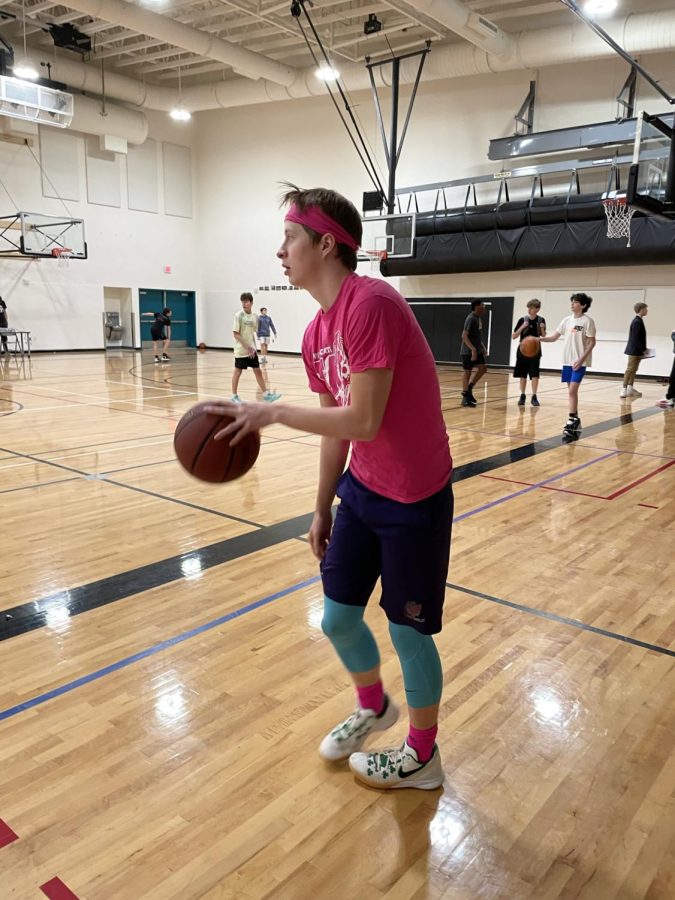Larson definitely brought the best fit to the intramural game tonight. Well thought out and executed, the fit features pink and everything sporty. 