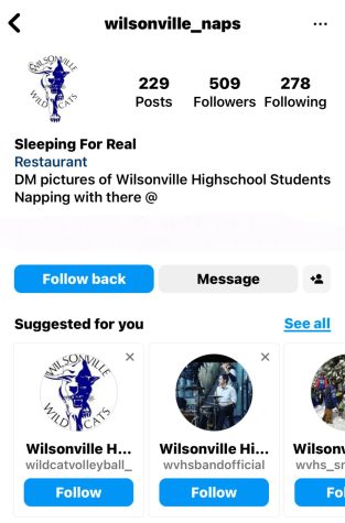 The Wilsonville Naps page has a decent following, with other Wilsonville High School Instagram accounts suggested below. Students often make the accounts on a whim, and they can quickly gain traction.