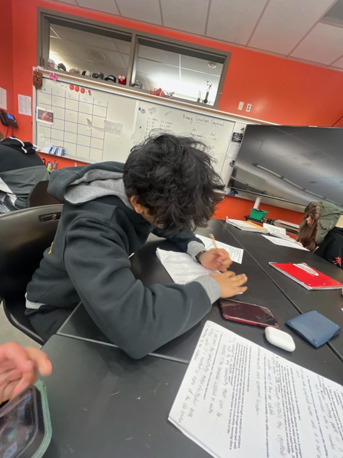Sujan Shadrak, Sophomore, works hard in his chemistry class. He will do his best to prepare for finals!