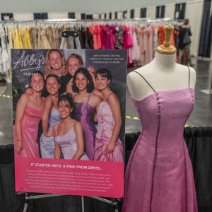 Find a beautiful prom dress like the one pictured from Abbys Closet.   Check out the event at the convention center this Saturday March 18, 2023.