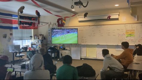Students watch the hooking Saudia Arabia vs Mexico game during lunch in Mr. Canales class. The game would end in a 2-1 win to Mexico.
