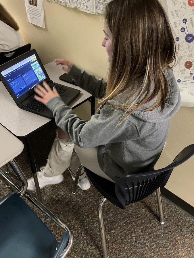 Sophia Day (senior) uses Quizlet to get the jump on her schoolwork. She is eagerly awaiting the chance to use her newfound knowledge!