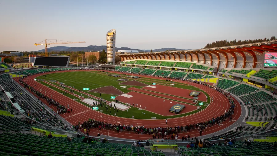 Hayward Field at the University of Oregon is one of the best track and field facilities in the world. At the Oregon Relays, high school athletes get the opportunity to compete there.