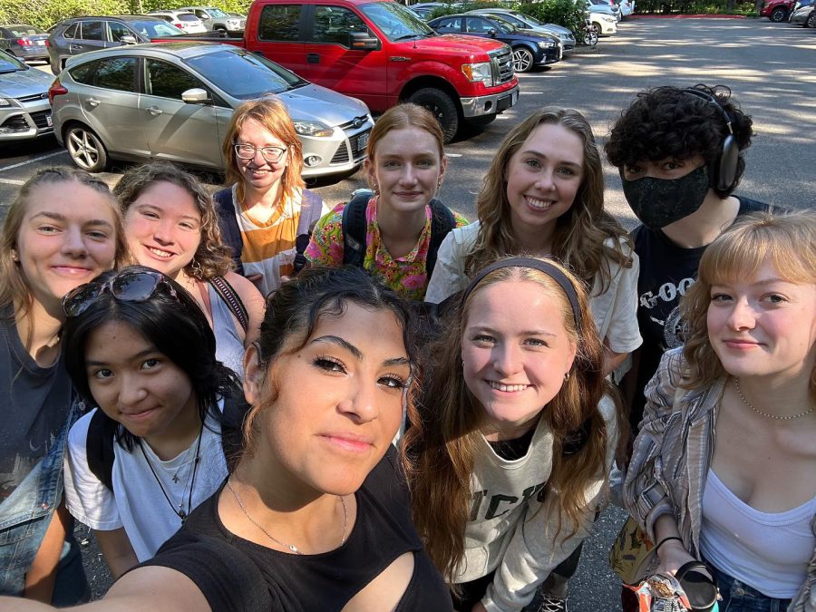 AP science students snap a quick selfie before entering the Primate Research Center. The day-trip included both a tour of the center and a panel of scientists.