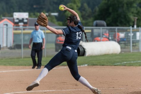 Senior Anna Jardin throws a pitch in the Semifinals v.s Dallas. Jardin was relied on heavily in the circle for the Wildcats. 