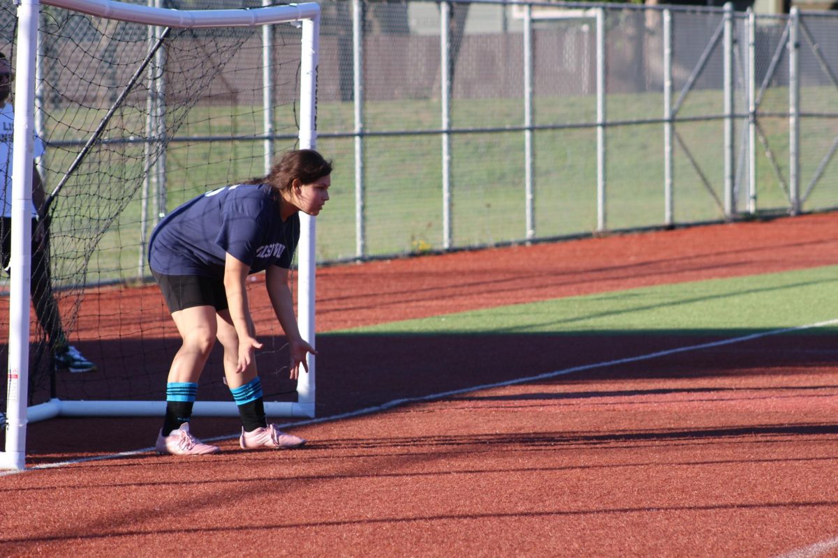 Wilsonville’s goalie stays ready for the ball. This was Wilsonville’s first game of the season!