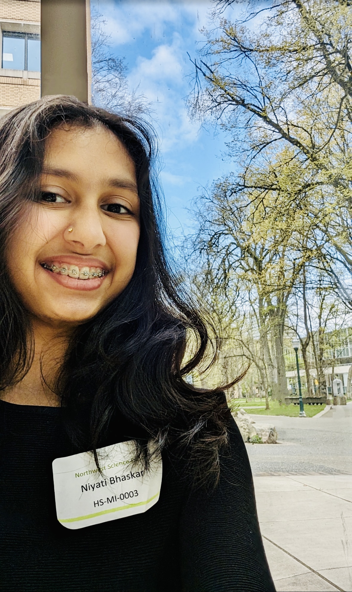 Freshman, Niyeti Bhaskar poses outside an ISEF convention. Intellectually brilliant, Bhaskar not only excelled in the local science competitions, but is headed to State with her presentation in microbiology. Photo provided by Niyati Bhaskar.