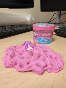 A masterpiece of slime in the Journalism classroom. Created by junior Kat Ellett, she uses slime throughout the day to keep her focused in class.