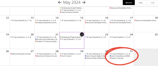 The end of the month its just within reach. Seniors can look at the school calendar to see all of the upcoming events.