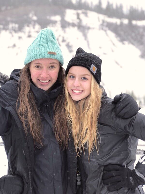 Ally Finkbeiner and Kylee Rusher are all smiles in the snow.