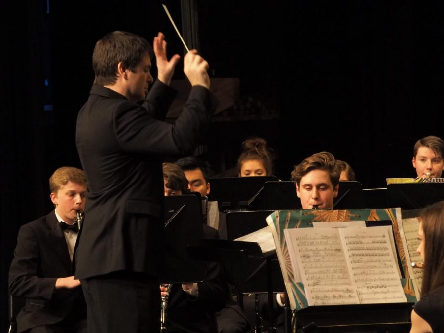 Mr. Davies conducts the symphonic band.  Tuesday's concert showcased our diversity of talent.