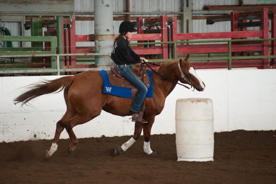 Jersey rides her horse in a district meet. She is excited to participate in the season again.