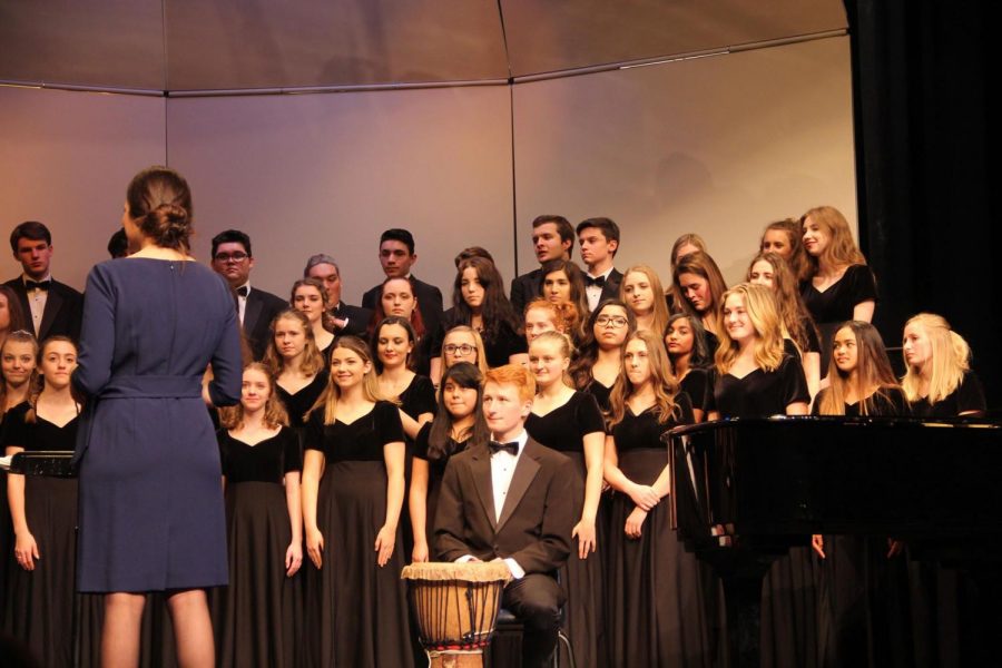 Choir director Annie Kubitschek leads symphonic.  The March 21st concert was a huge success.