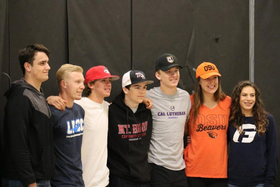 Student athletes representing their future college