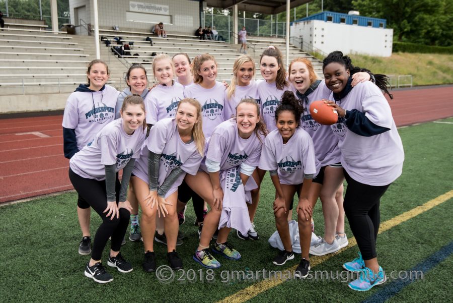 The senior class ready to compete against the sophomores. These 13 ladies participated in their last powder puff season ever. 