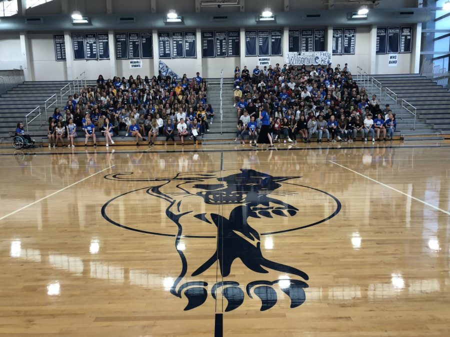 Wilsonville High School freshmen at the 2018 freshmen orientation