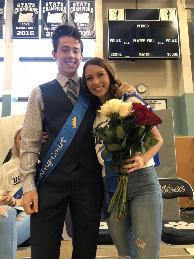 Photo taken by Jessica Caulk of couple Marri McCallum and Cooper Mootz at the homecoming assembly