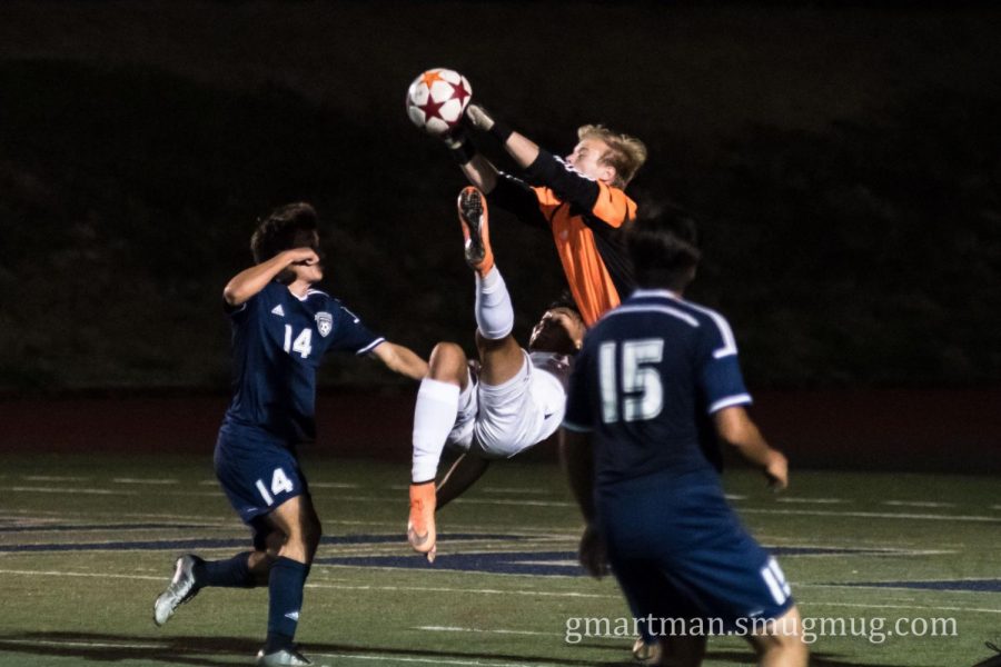 Goalie Zachary Brehm took some hard shots to both his shoulder and face, but held out for the  full game