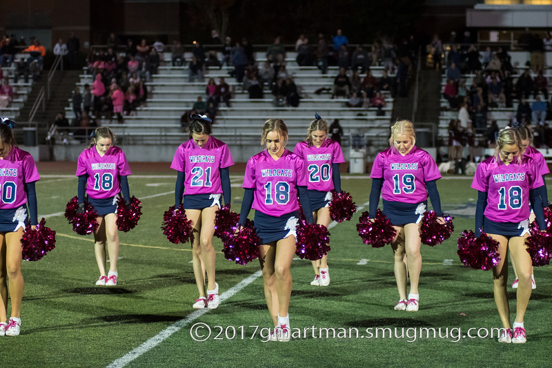 The cheer team prepares to wow the crowd at homecoming.