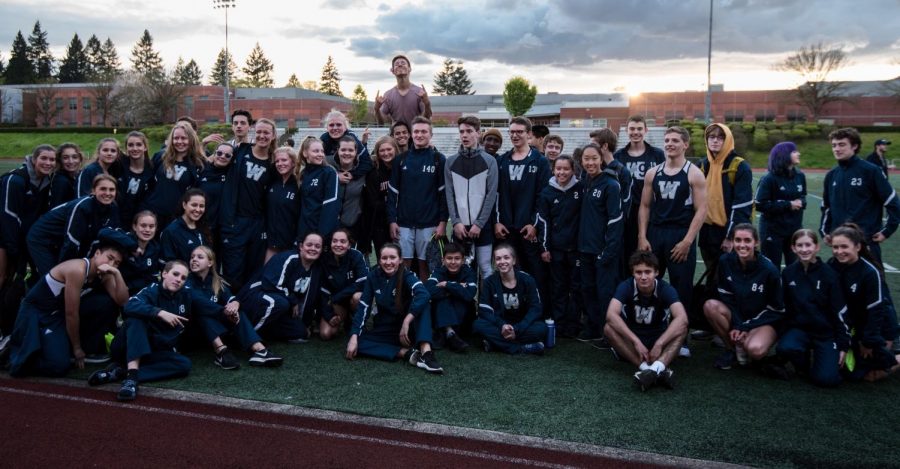 Last year's track team after the final league meet against Parkrose & Putnam. Photo by Greg Artman.