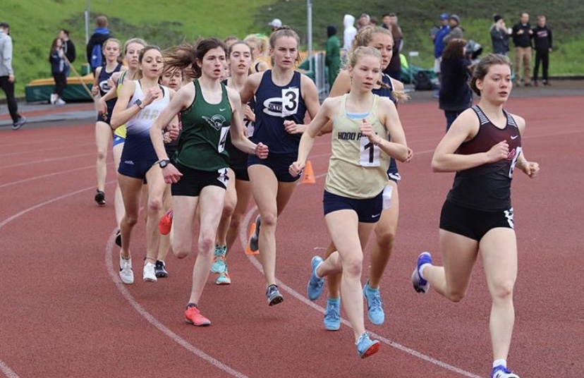 The girls 1500 meter race at the annual Wilsonville Invitational on Saturday. Wilsonville junior Sam Prusse finished second in this event, and third in the 800 meters. Photo credit: @nikeportlandxc on Instagram.