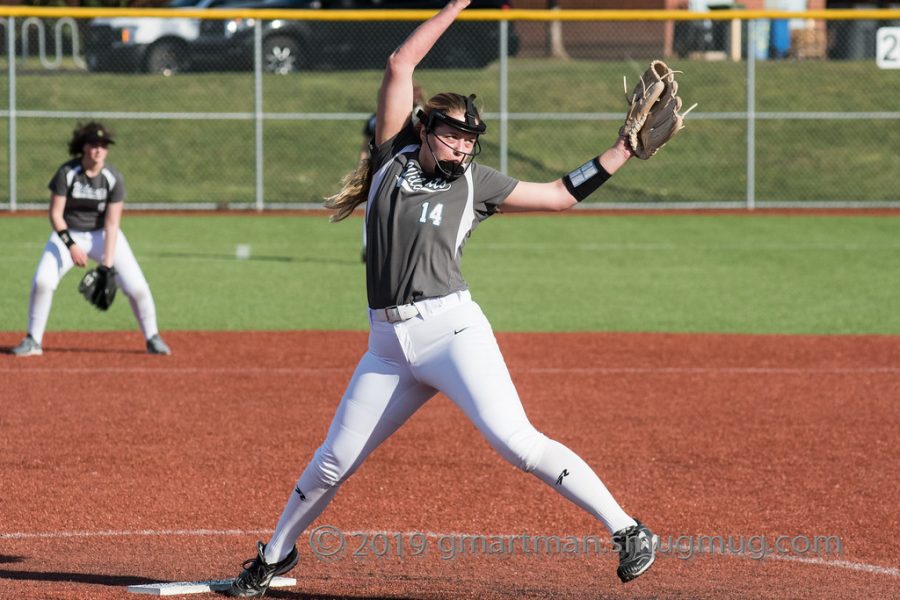 Junior Emily Harms pitching in a preseason game this season. Softball is just one of many spring sports that will be underway in the month of April.